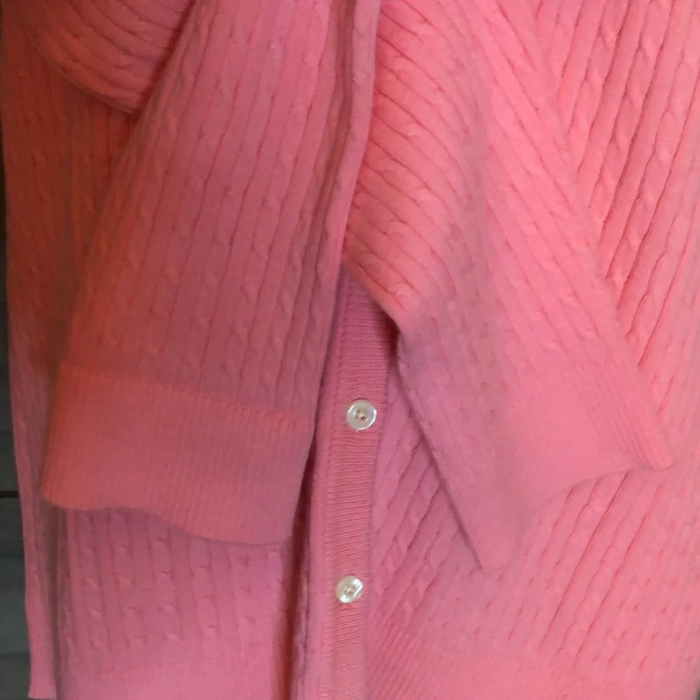 NEW!! Lilly Pulitzer pink cotton sweater cable knit design NWT cardigan sz. Lrg - Picture 3 of 6
